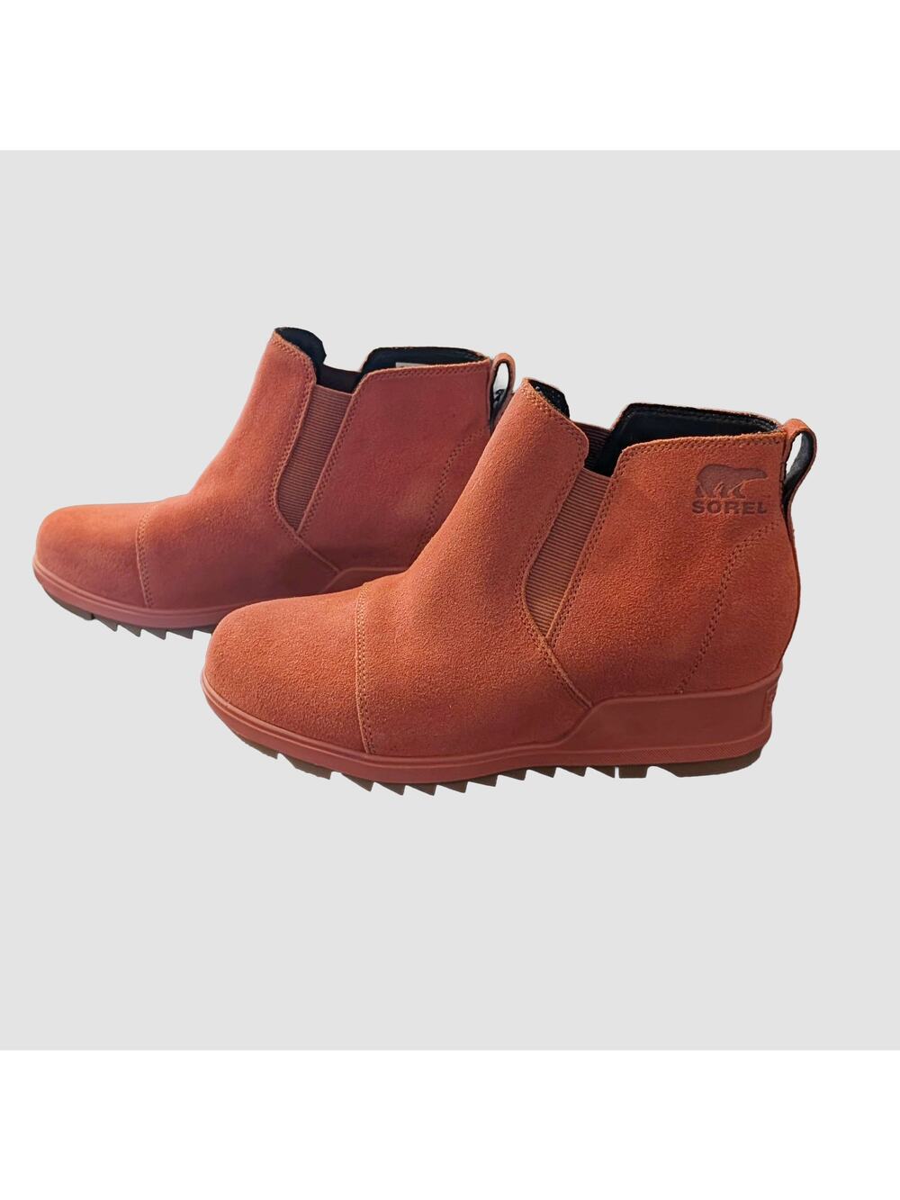 Sorel Evie Pull On Bootie Size 8 Waterproof Suede Rust Red Orange